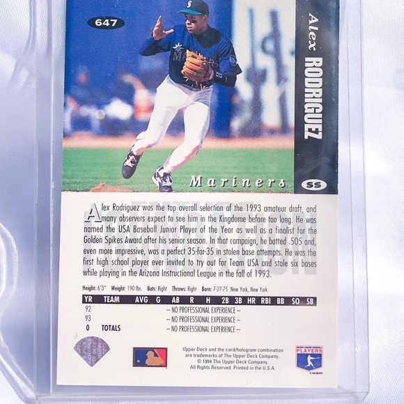 1994 Alex Rodriguez Upper Deck “Future Foundation” Card - Picture 3 of 8